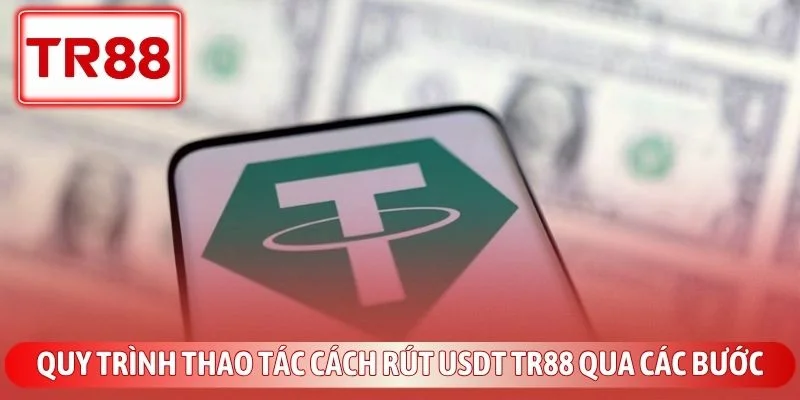 Trình tự các bước thực hiện lệnh rút USDT từ tài khoản TR88 về ví cá nhân.